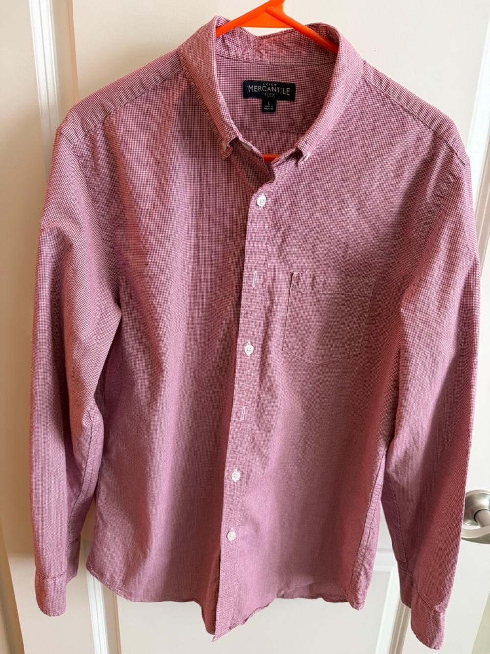 J Crew Men's Mercantile Flex Long-Sleeve Button-Down Shirt Small Red Checks